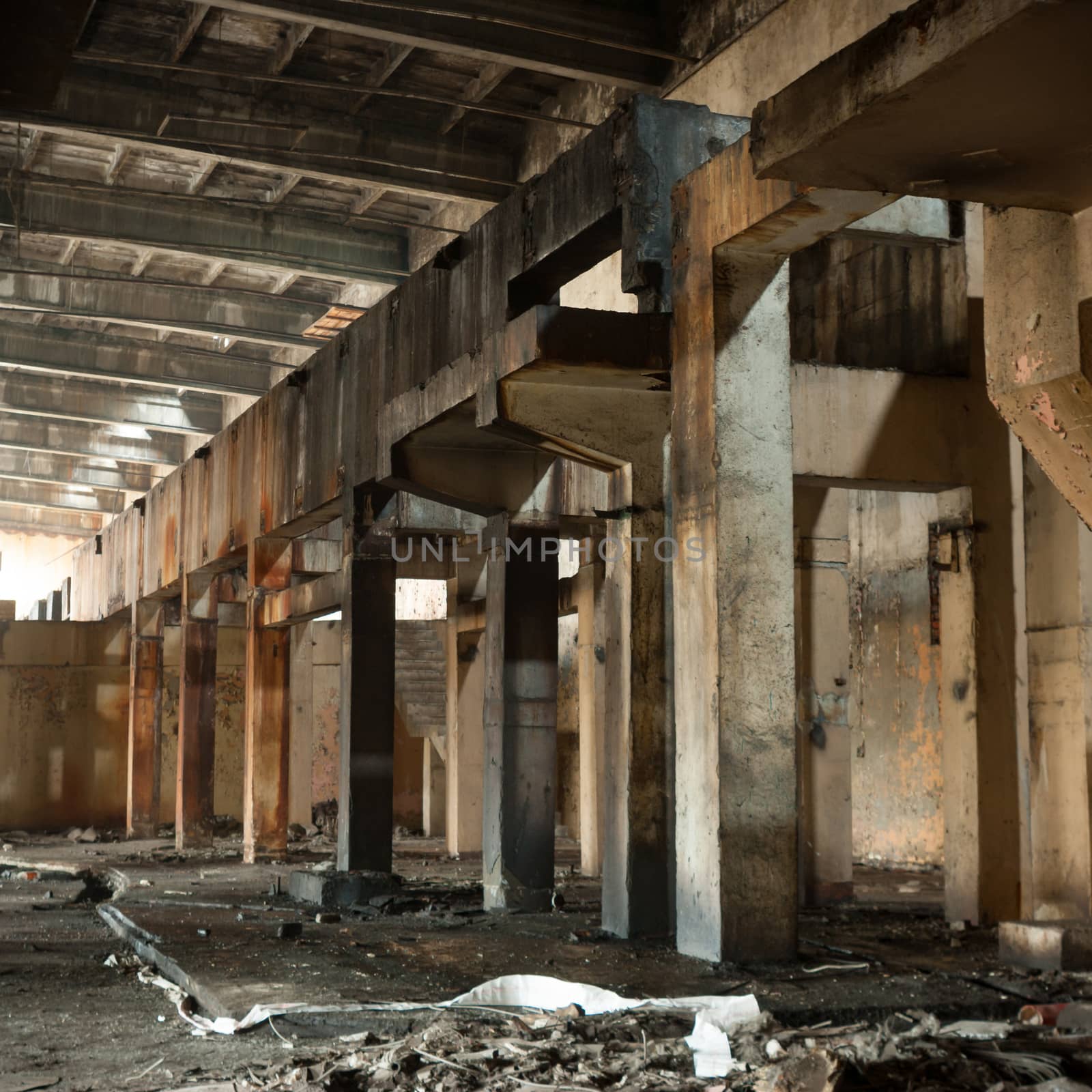 ruins of a very heavily polluted industrial factory, industrial series