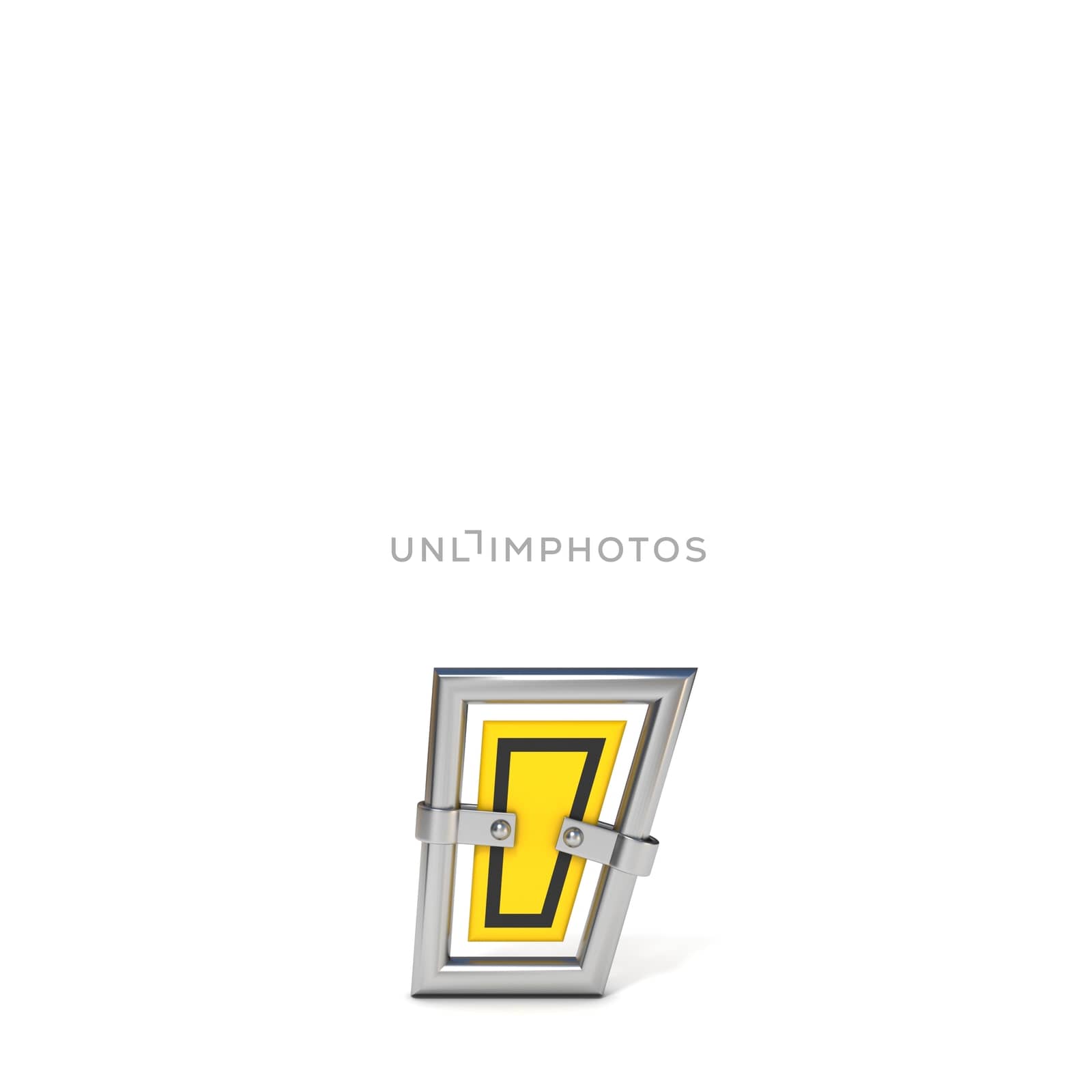 Framed traffic road sign COMMA 3D render illustration isolated on white background
