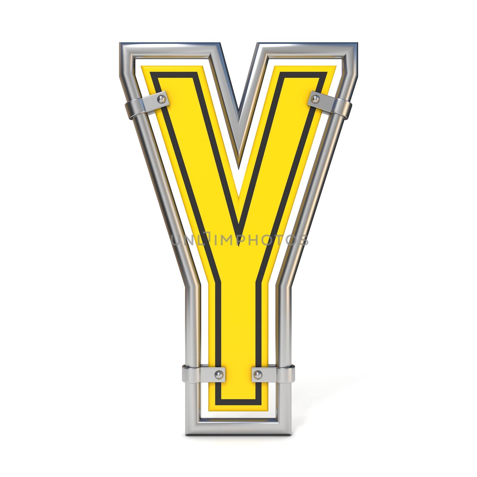 Framed traffic road sign FONT letter Y 3D render illustration isolated on white background