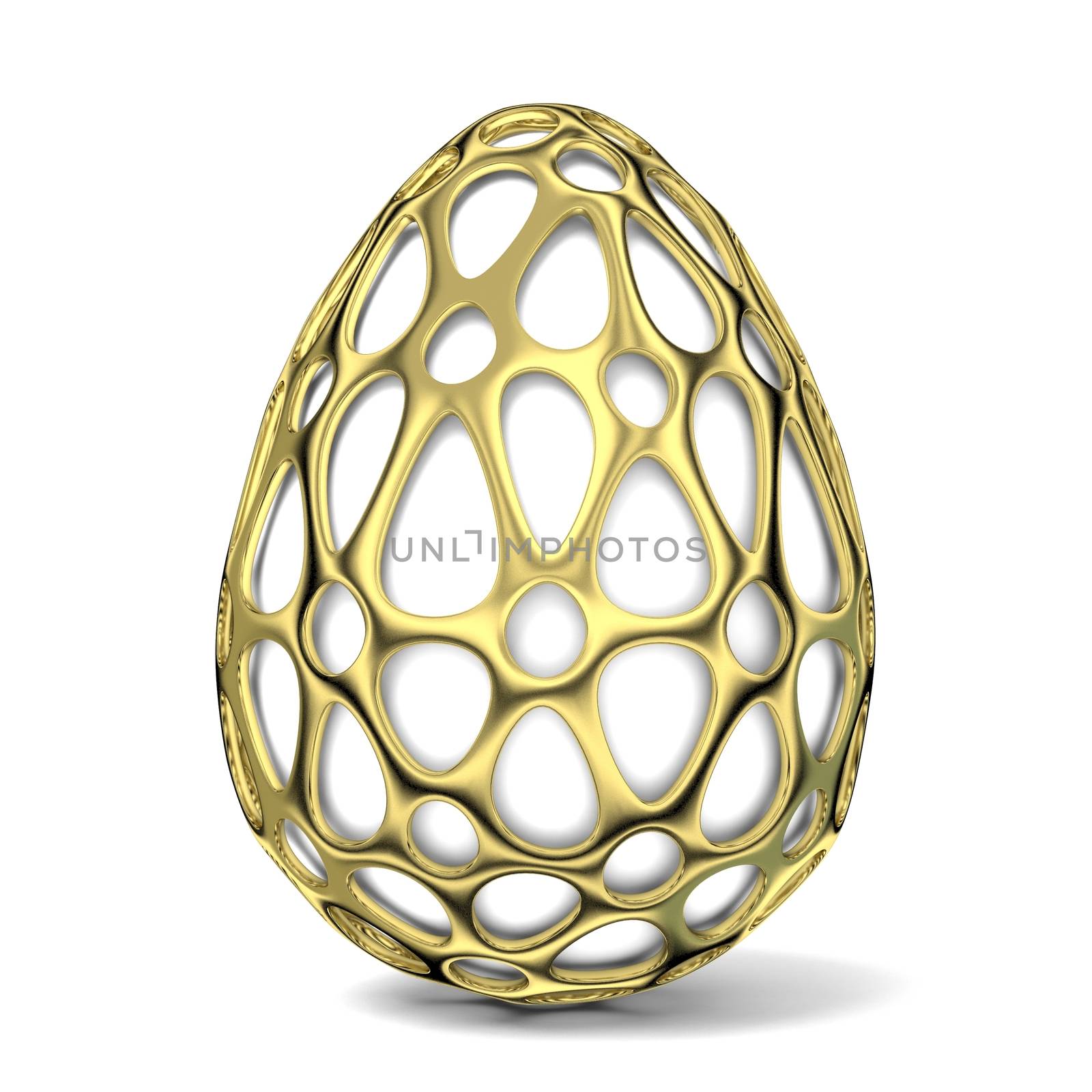 Gold egg ornament. 3D render illustration isolated on a white background