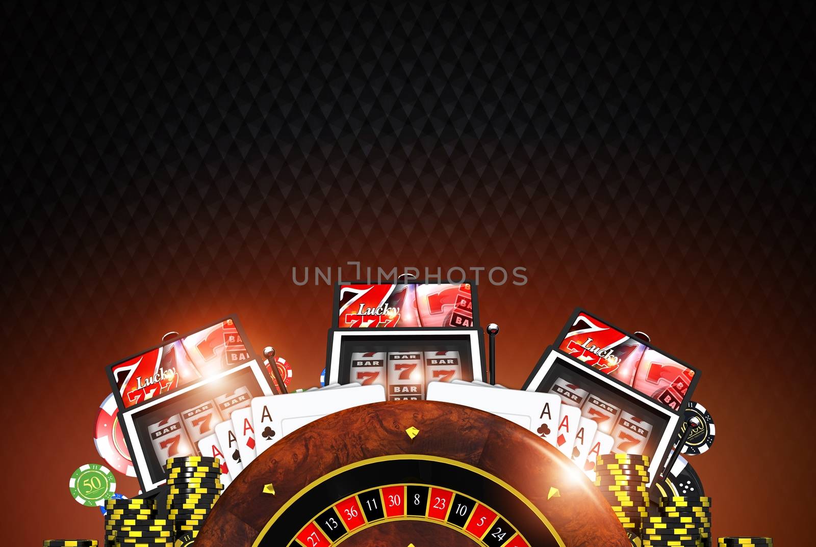 Elegant Casino Concept with Copy Space Background Section. Las Vegas Gambling Background.