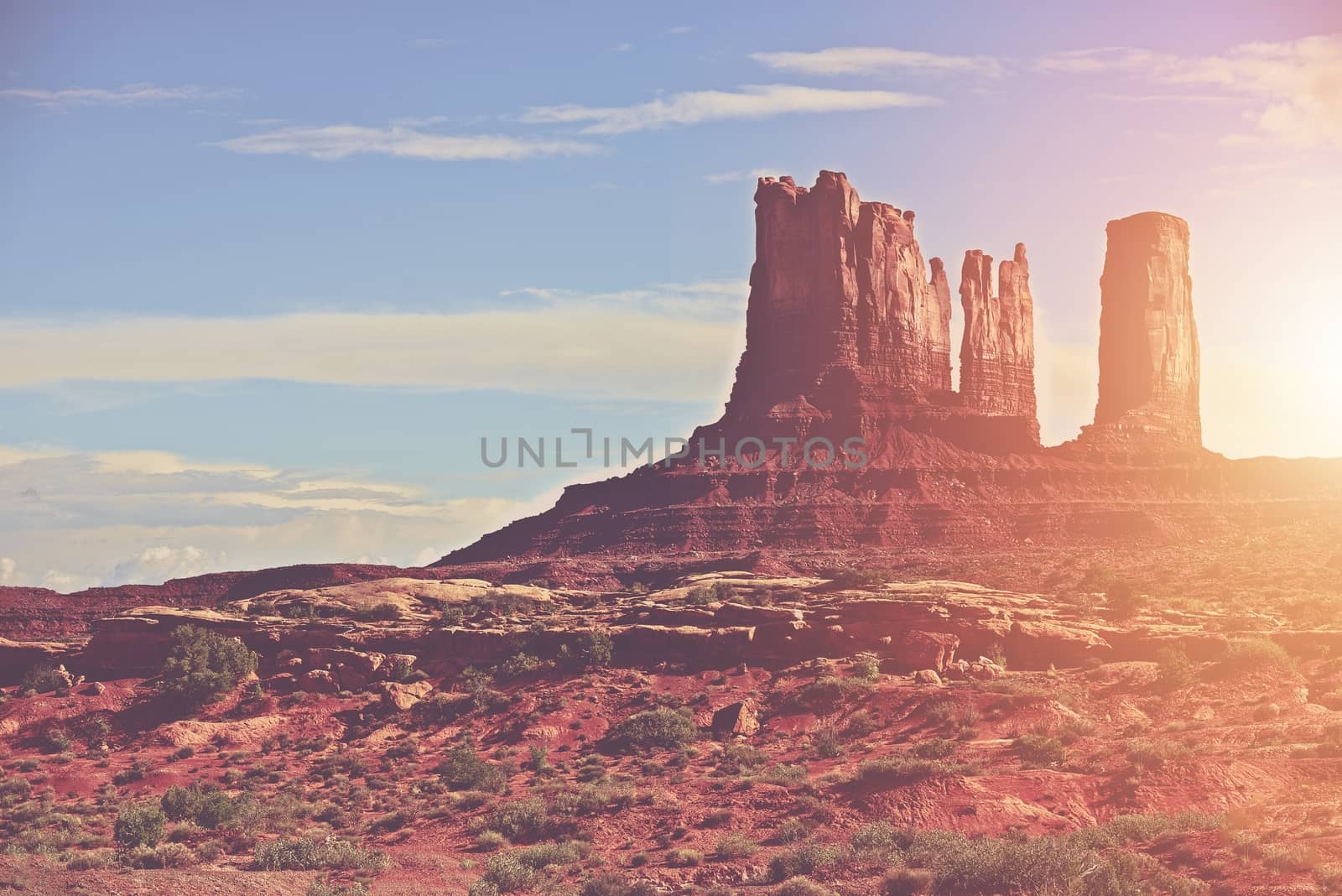 Sunny Arizona Landscape and Monuments Valley. United States of America. Arizona Desert Landscape