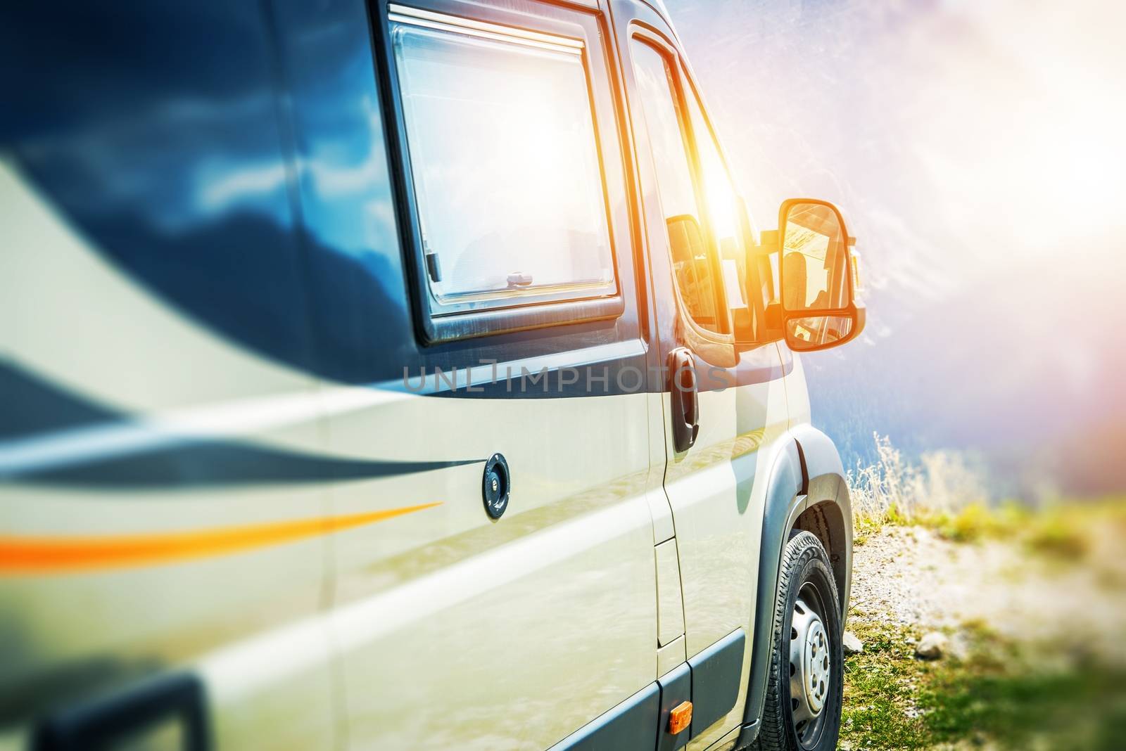 Traveling in the Camper Van Concept Photo with Modern Small Class B Motorhome.