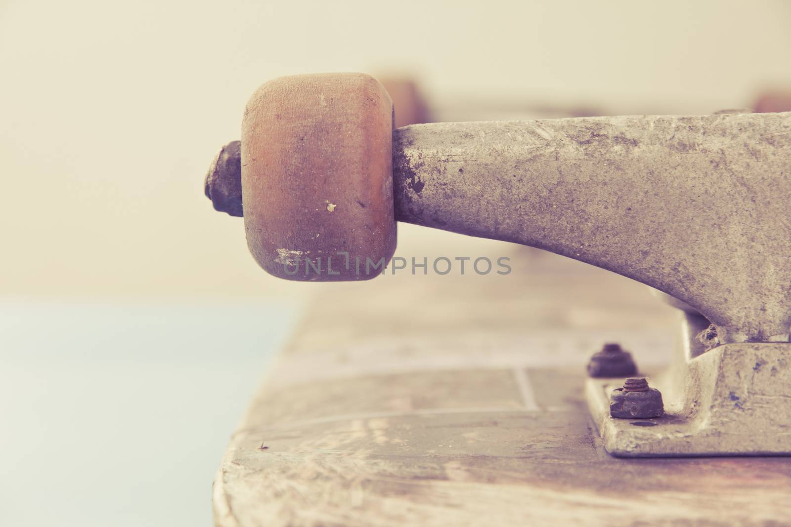 Close-up image of skateboard