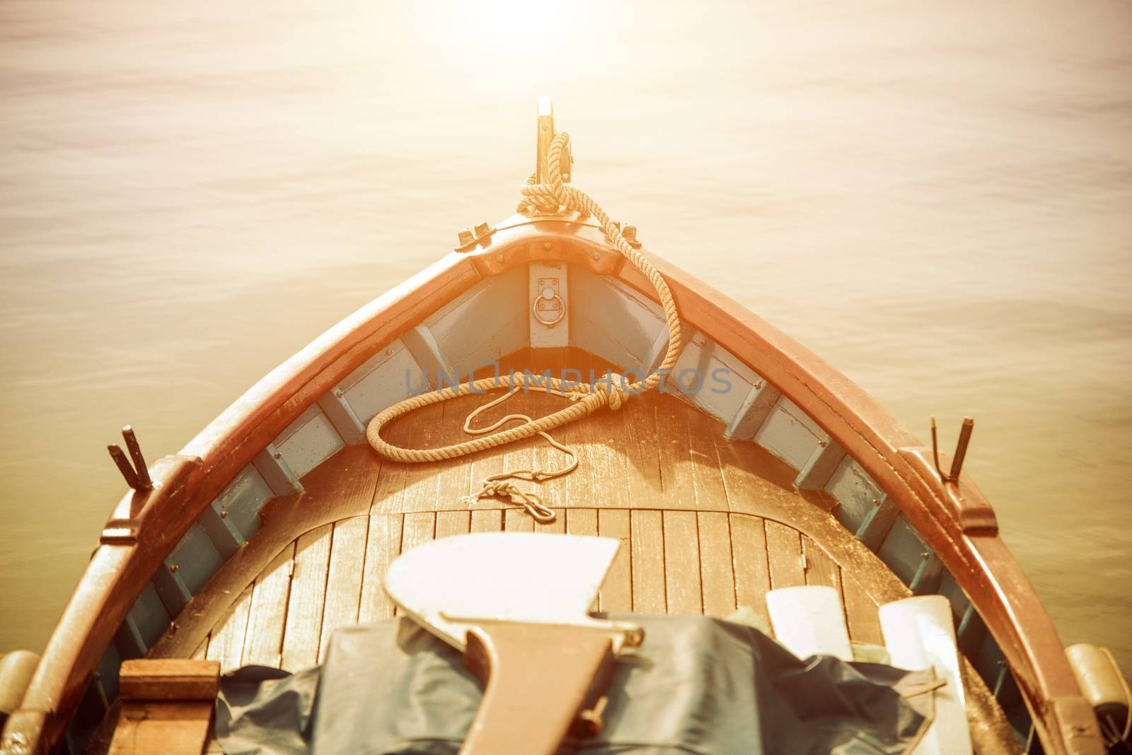 The Boat and the Sea. Wooden Fishing Boat. Fishing Time.