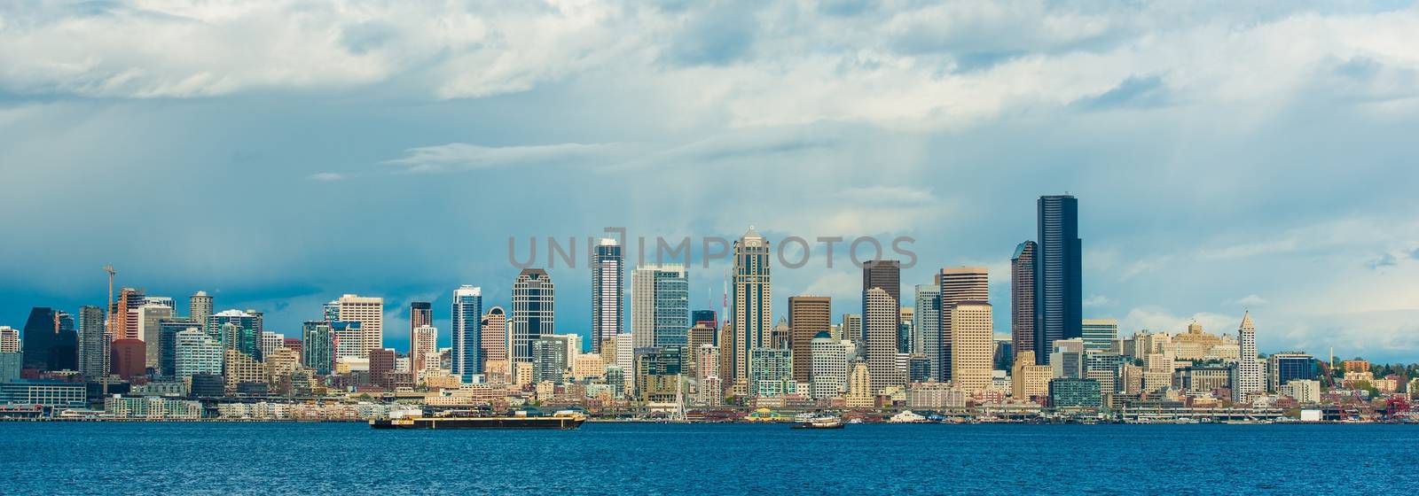 Seattle Skyline Panorama. Downtown Seattle, Washington, United States of America. Panoramic Photo.