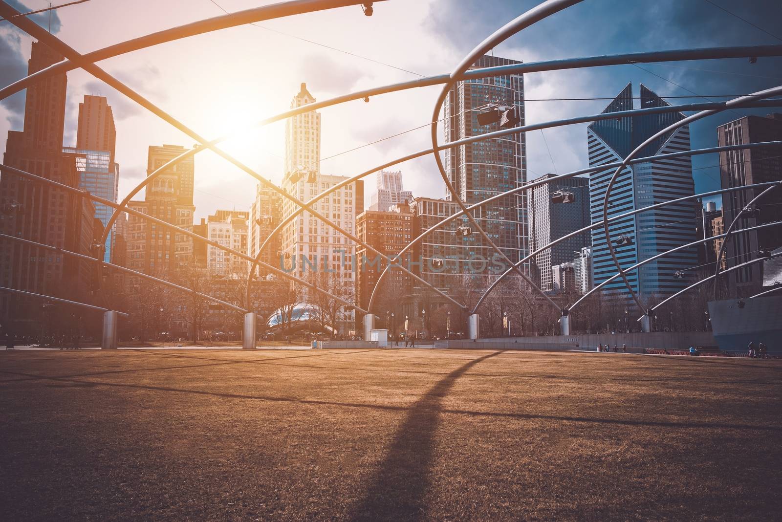 Downtown Chicago Sunset. Chicago, Illinois Millennium Park. United States.