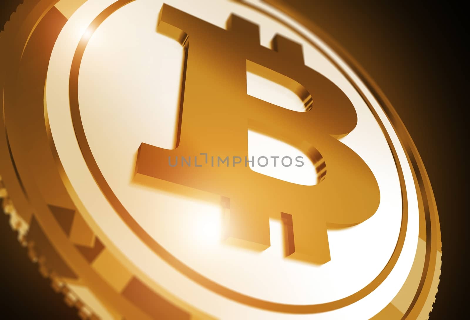 Bitcoin Golden Coin Concept 3D Rendered Illustration.