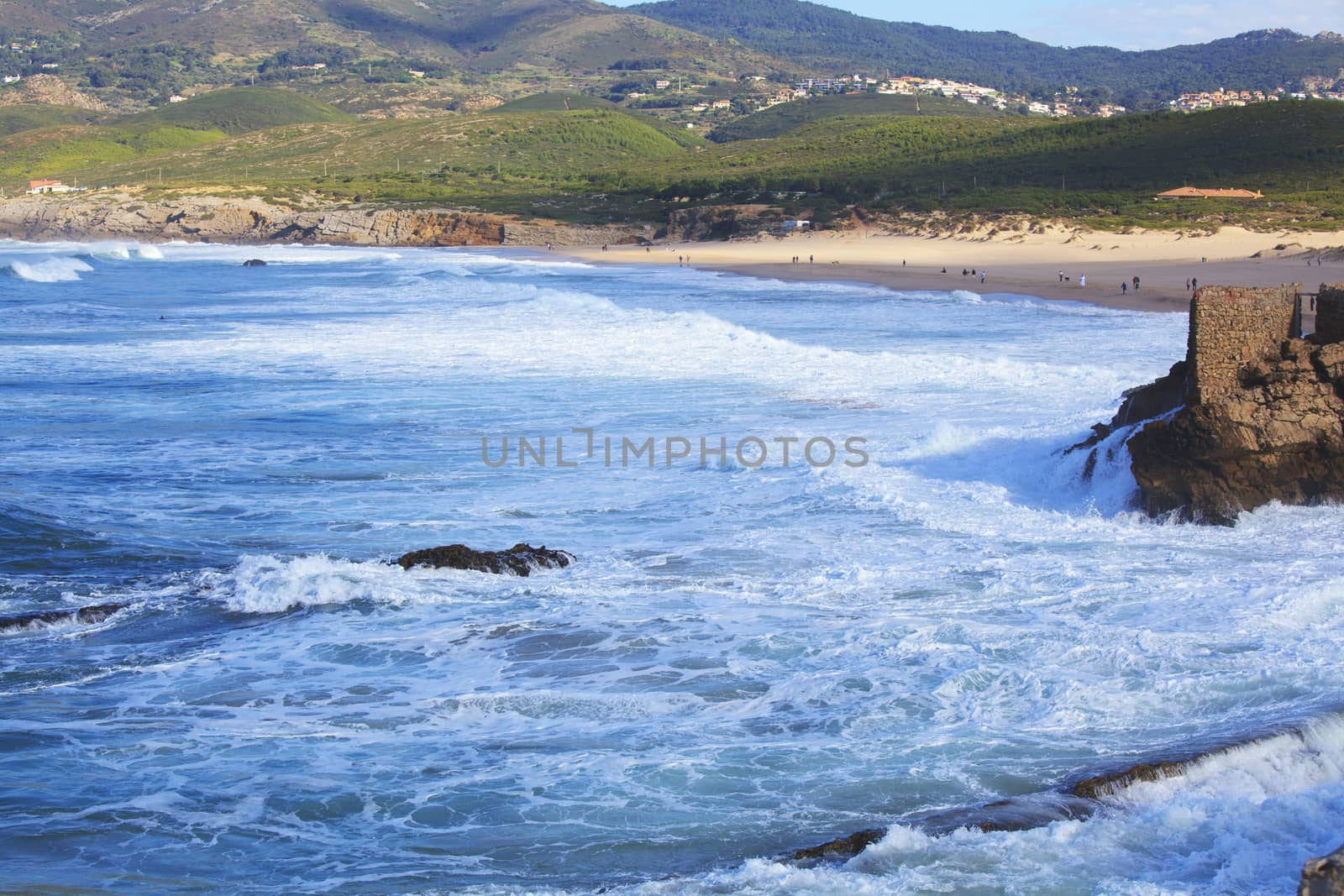 Rocky Coast Extending into the Sea