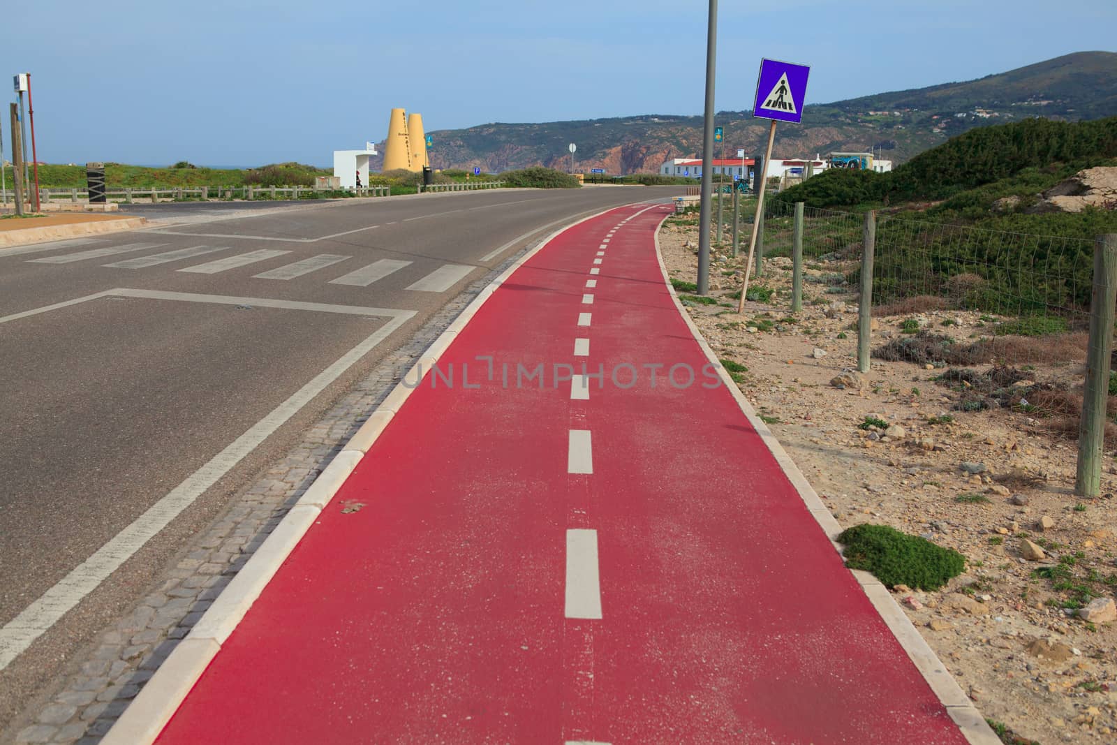 Red bicycle path