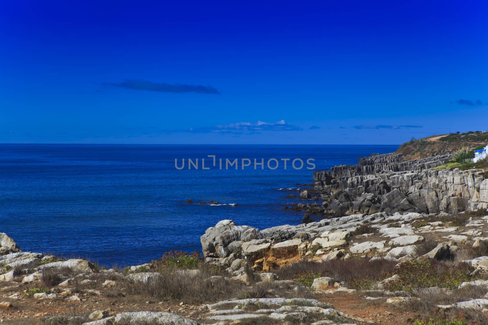 Rocky Coast Extending into the Sea