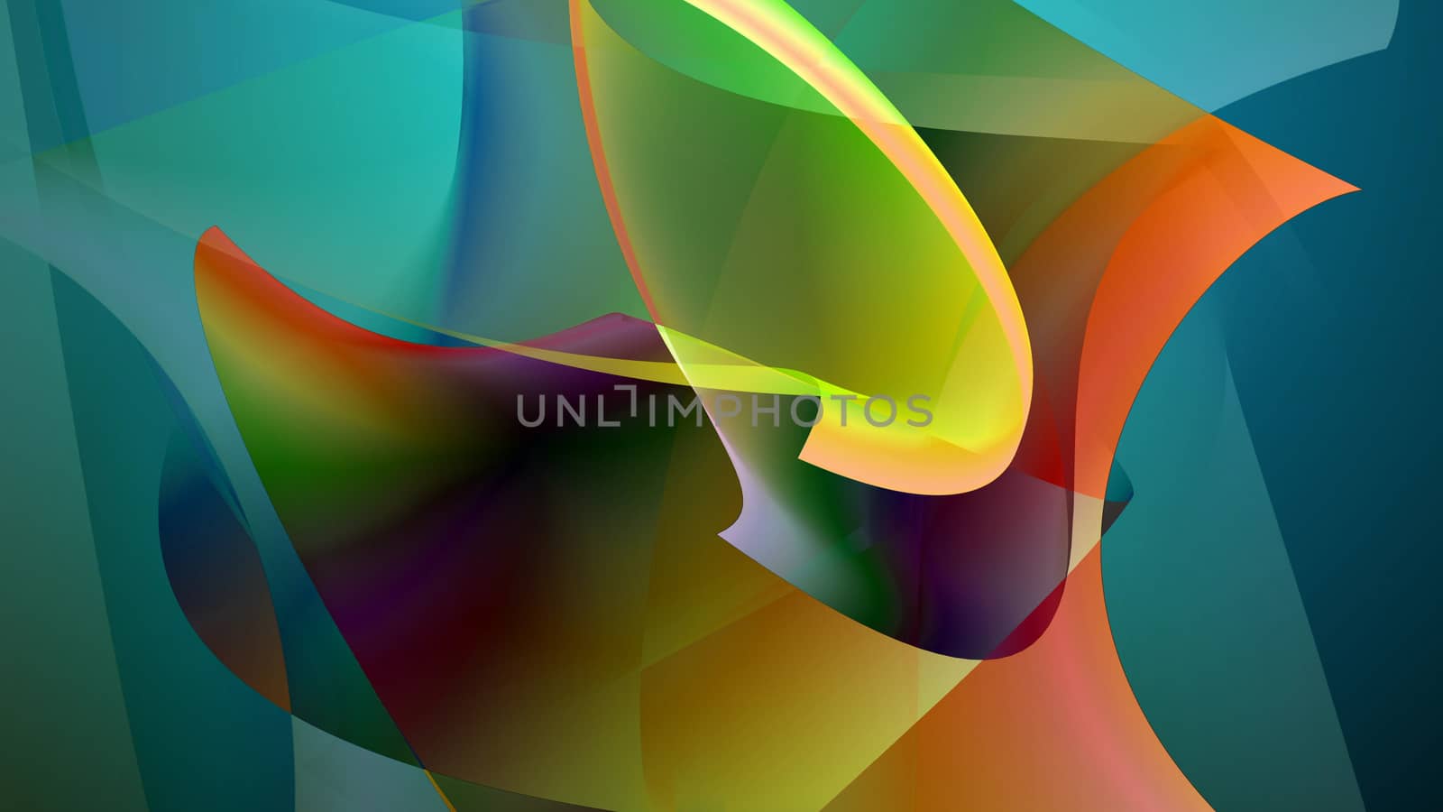 Abstract colorful shapes swirl and light background. 3d illustration.