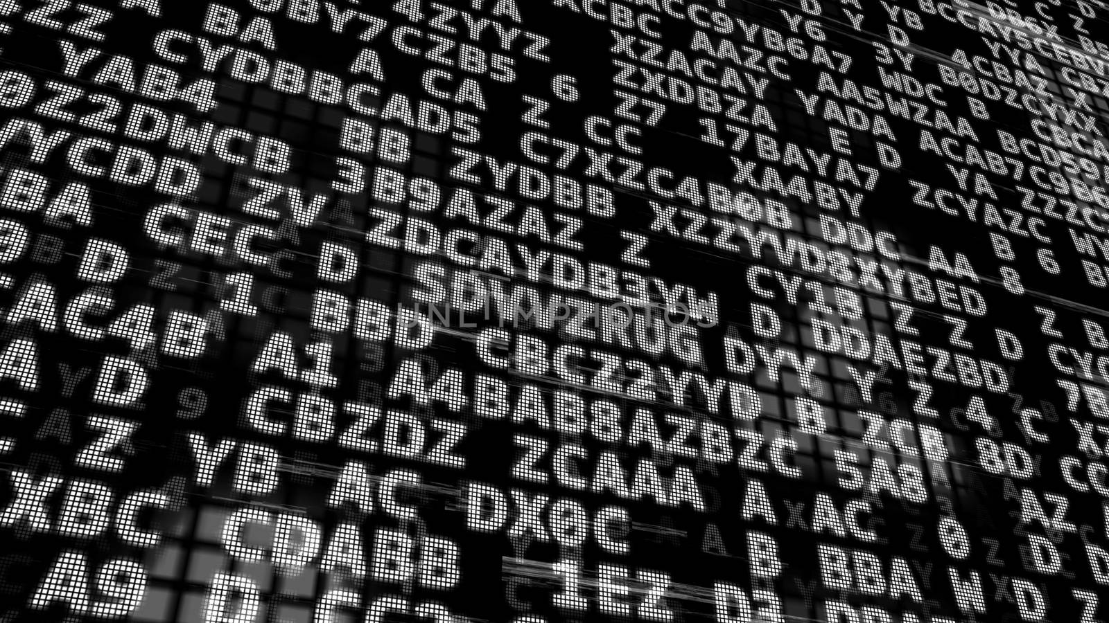 3d illustration of Abstract data code on black in perspective view
