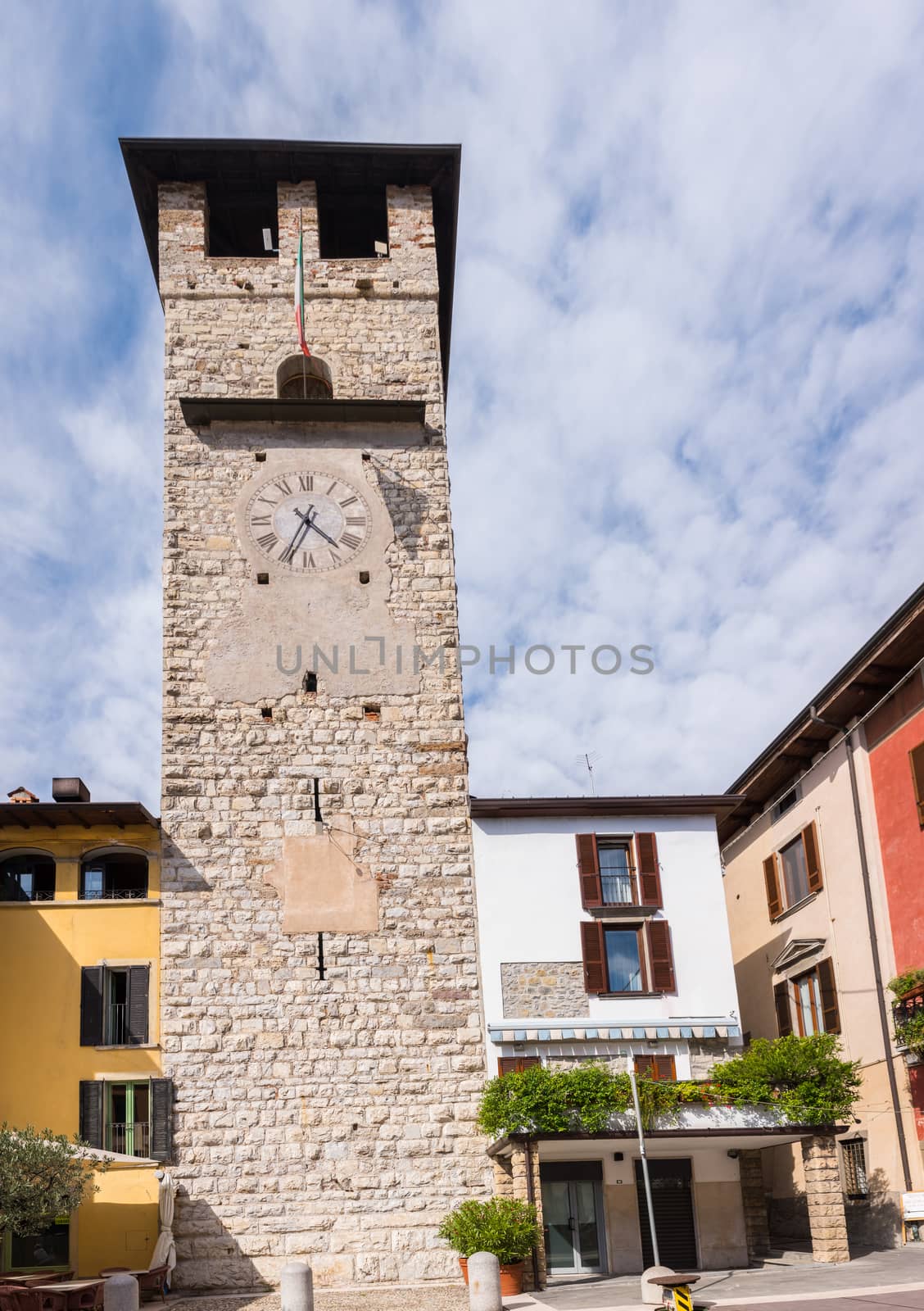 The ancient tower,thought to have been built in the xiii century.Pisogne town.