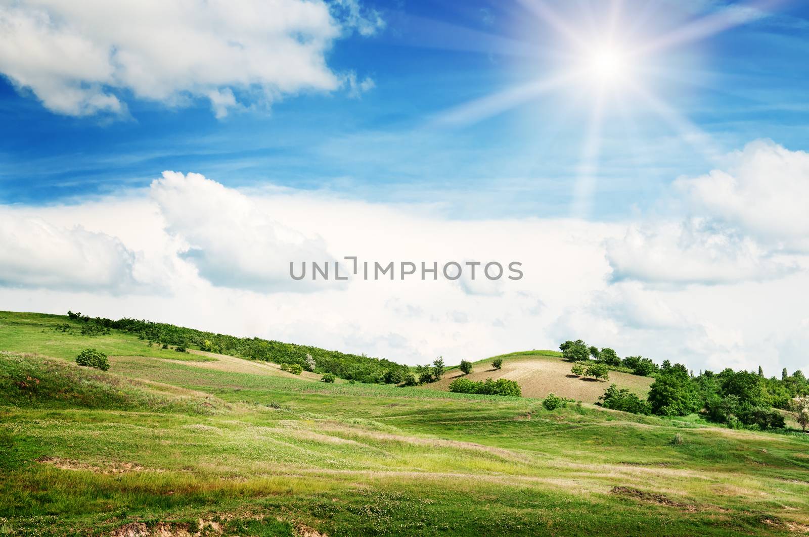 Mountainous terrain and the blue sky