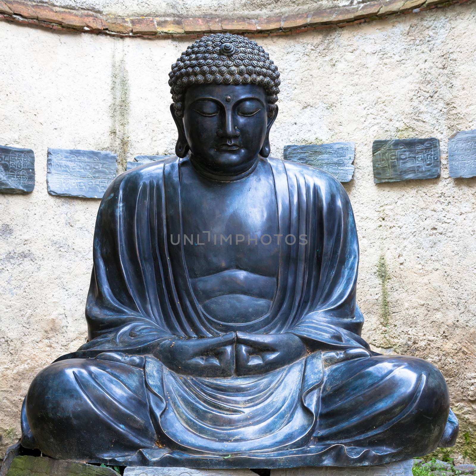 Made in bronze, c.a. 1860, meditating position. Useful for concepts related to concentration.