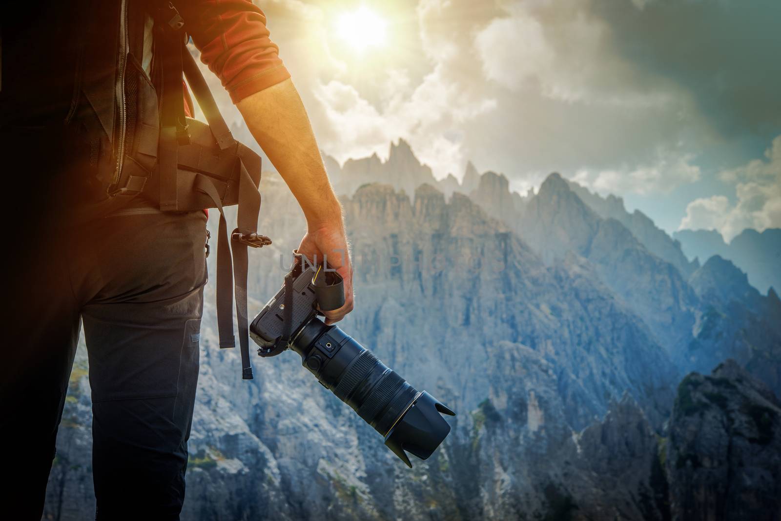 Nature Photography Concept. Professional Nature Photographer and the Mountain Vista.