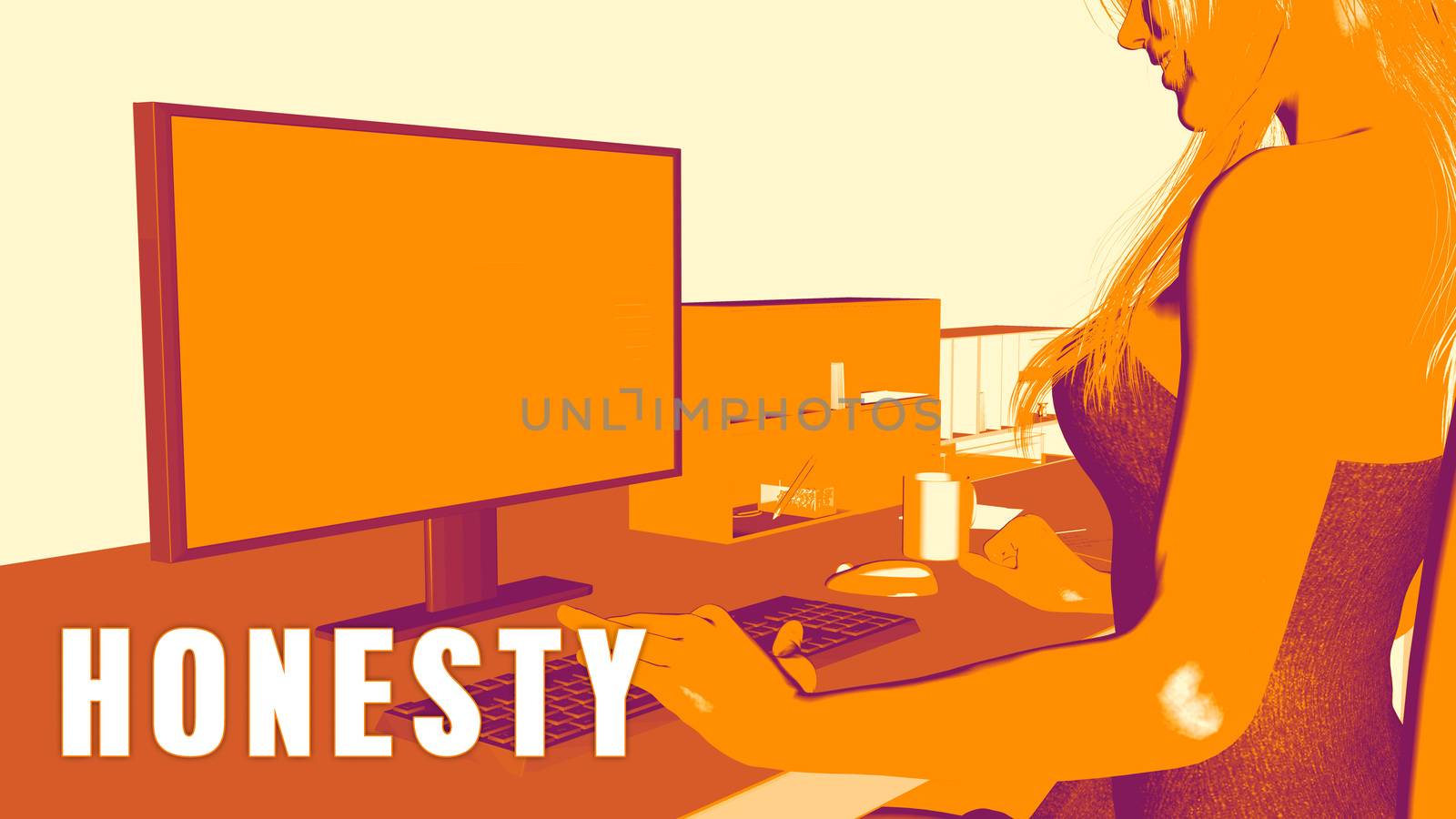  Honesty Concept Course with Woman Looking at Computer