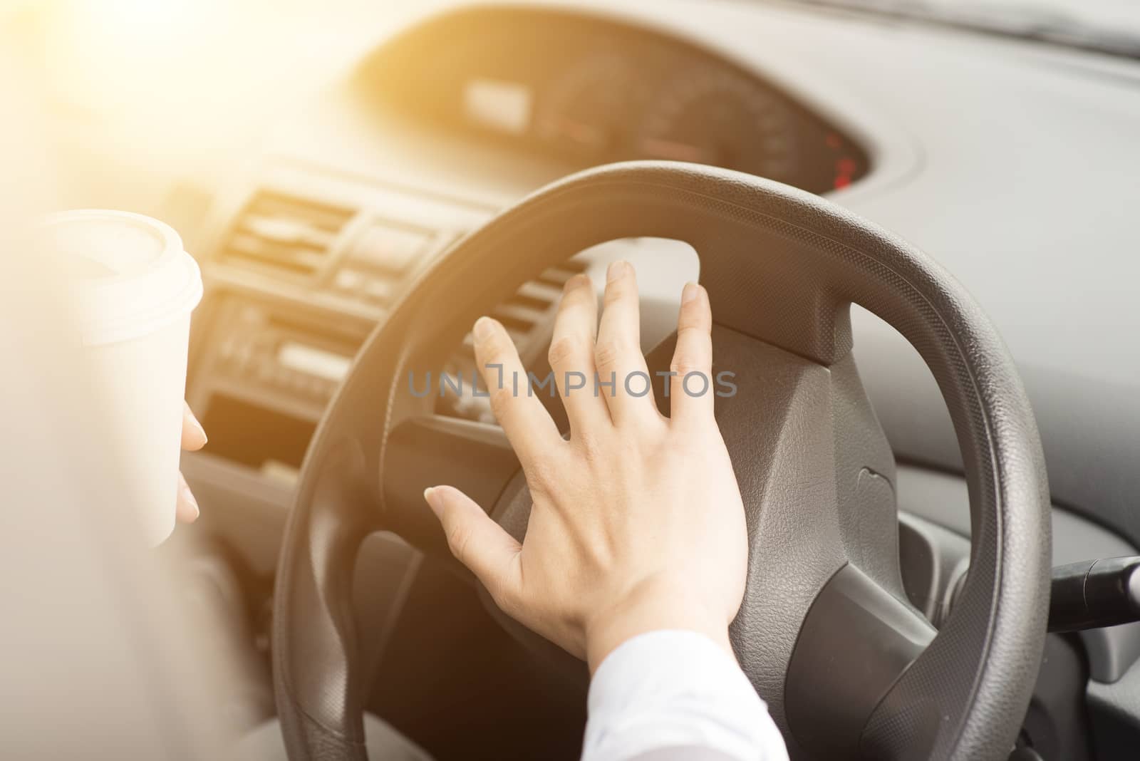 Human hand on steering and honking by szefei