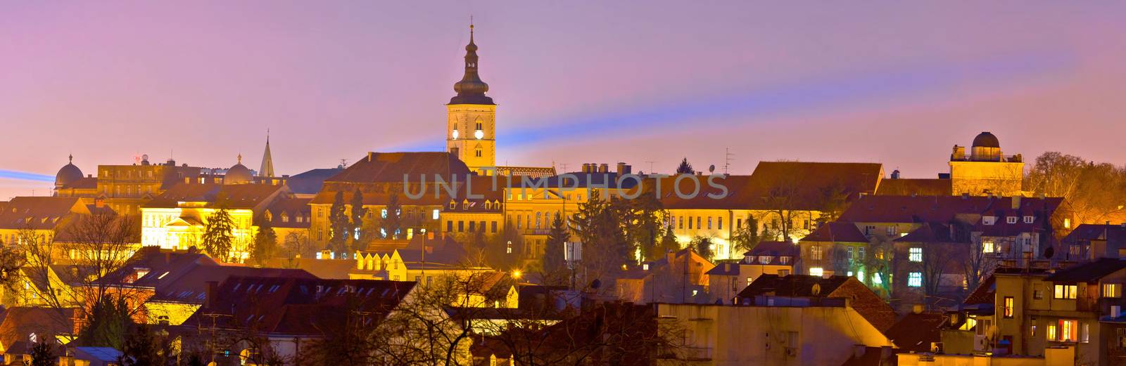 Zagreb historic upper town night view, capital of Croatia