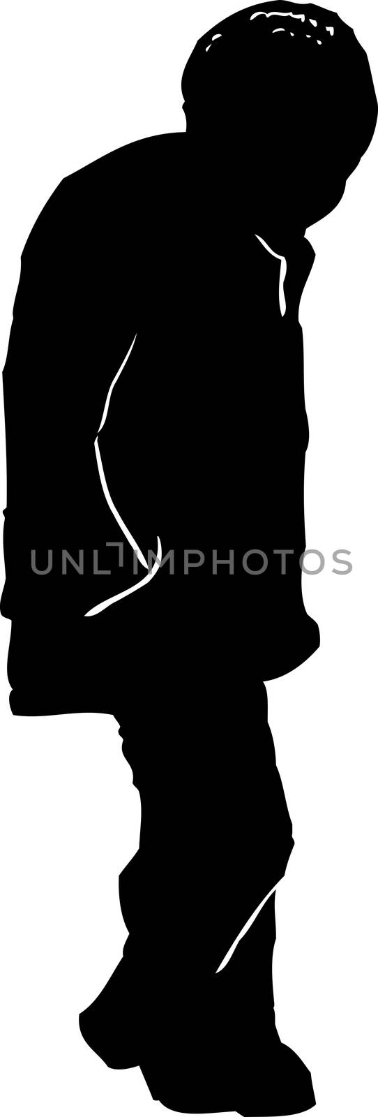 Single older Black man walking over isolated background