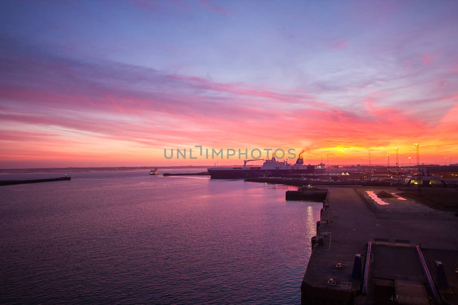 Sunset in Ebjerg Harbour, Denmark