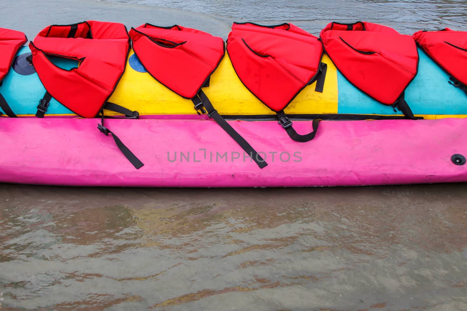 Colorful of banana boat in Thailand by worrayuth