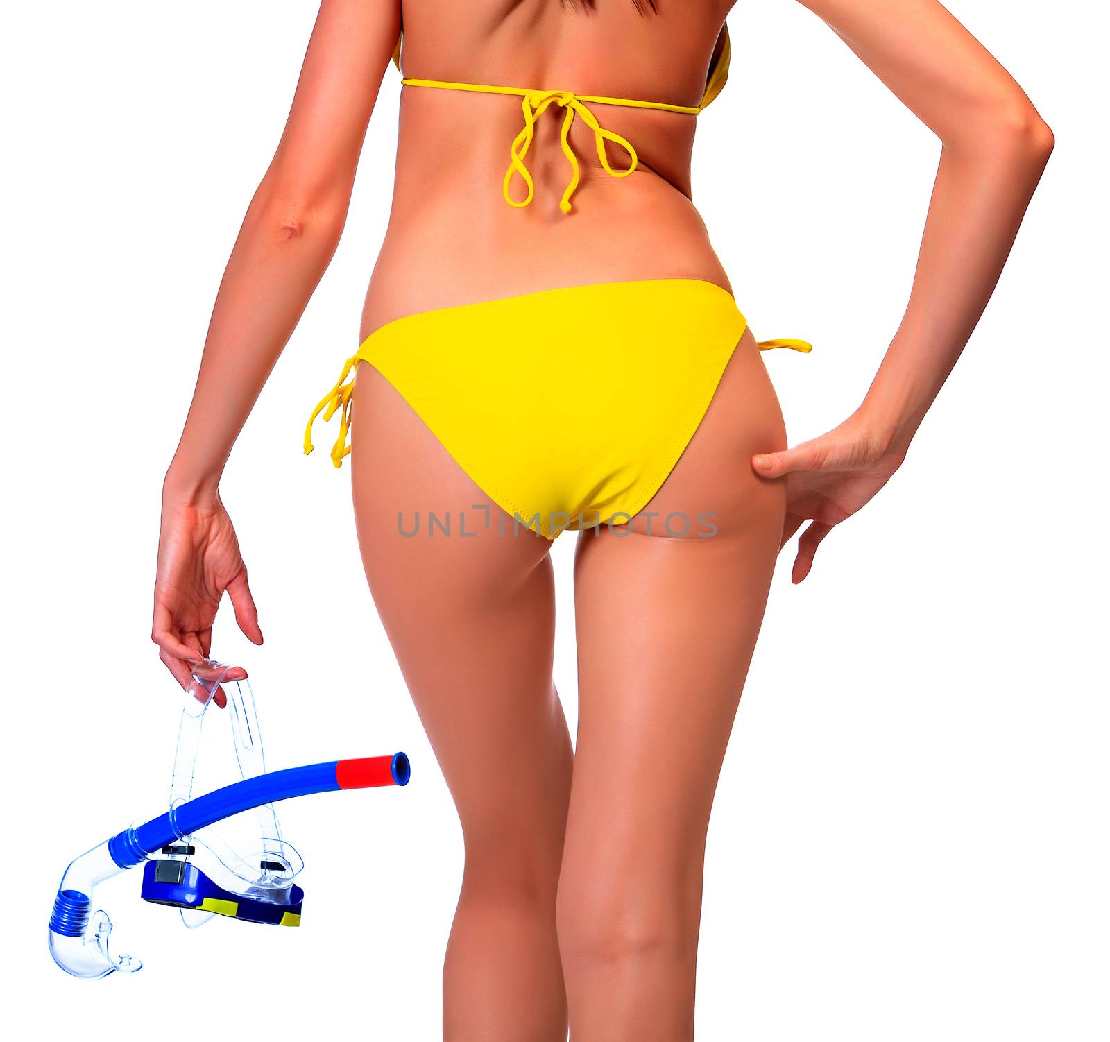 Woman in bikini with the equipment for diving by Nobilior
