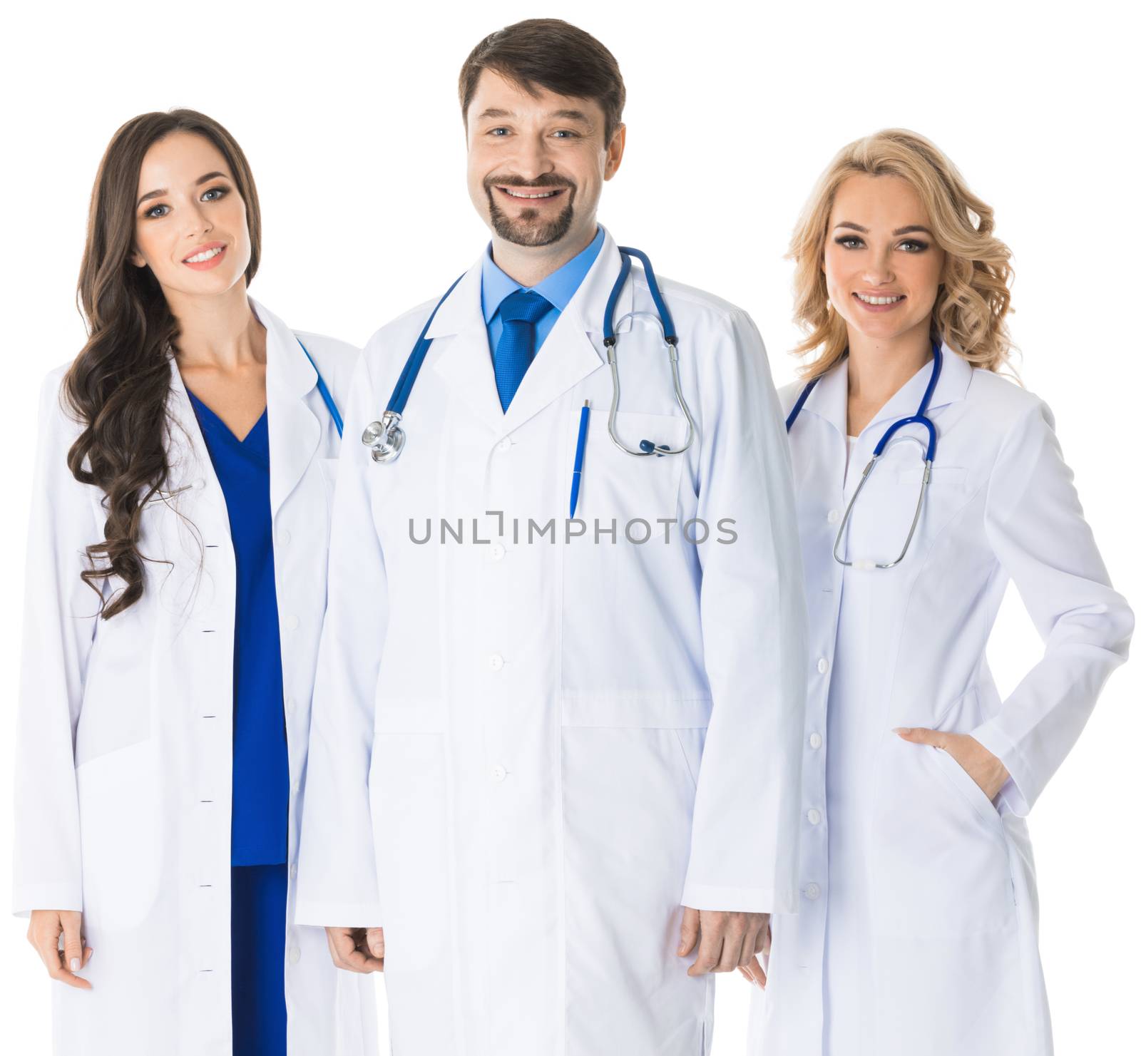 Medical doctors group isolated on white background