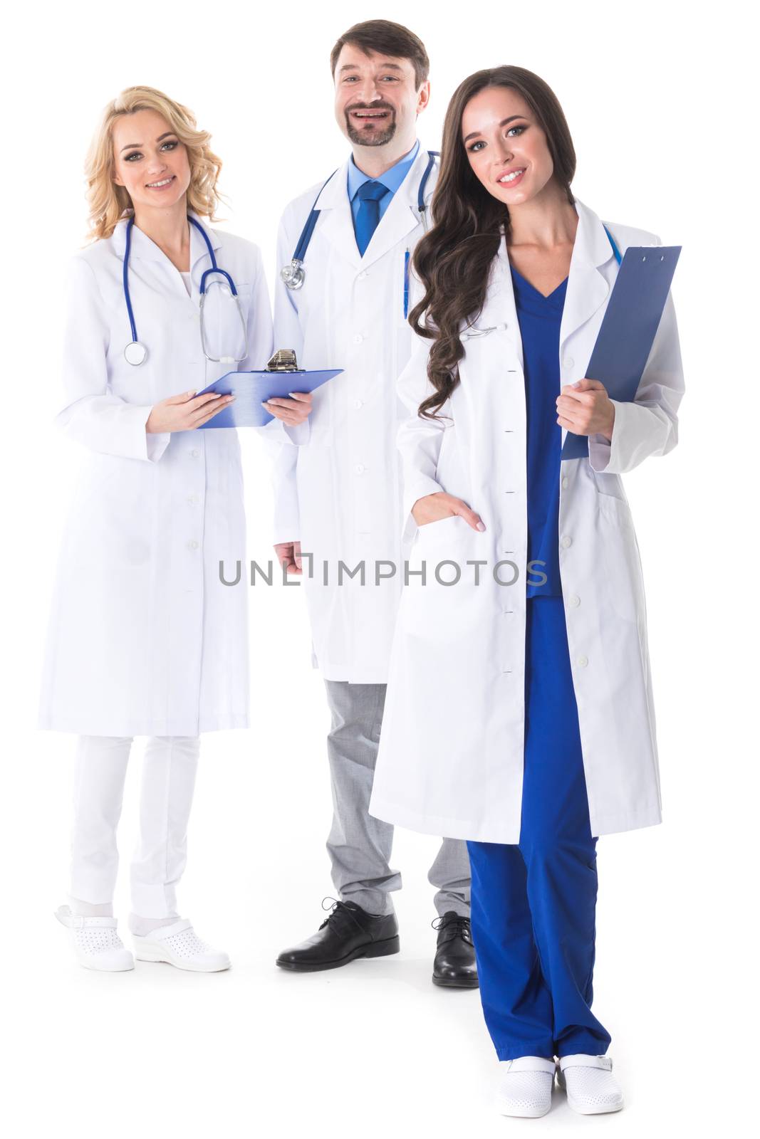 Medical doctors group isolated on white background