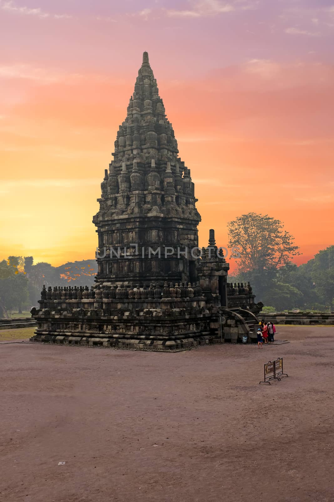 Prambanan temple near Yogyakarta on Java island, Indonesia Asia at sunset