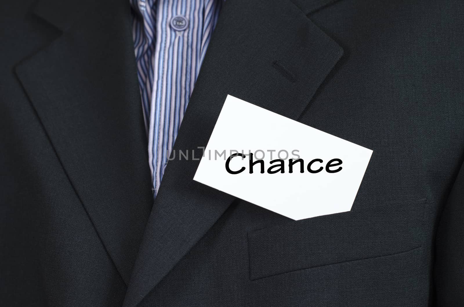 Chance text note concept over business man background