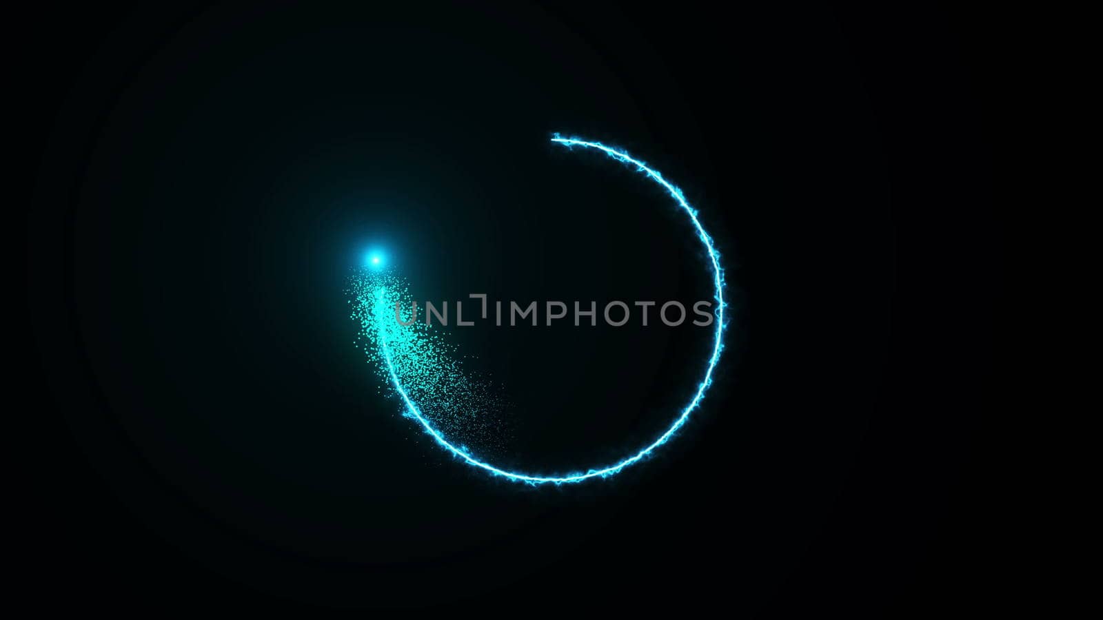 Energy circle with a flash on a black background. 3d rendering