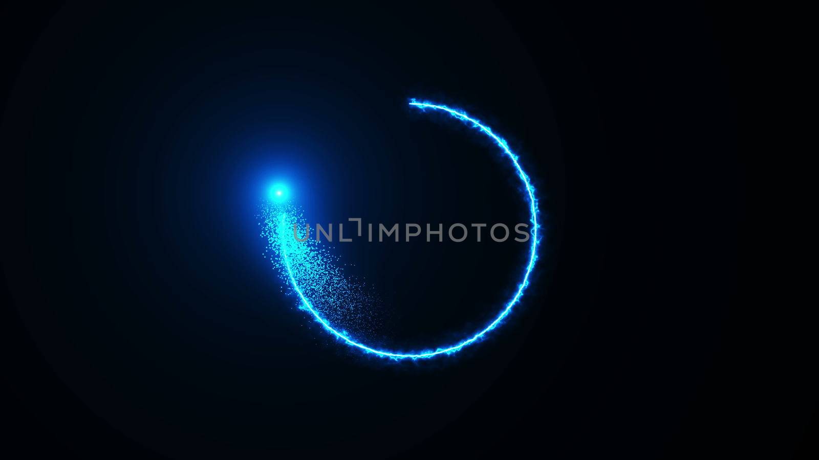 Energy circle with a flash on a black background. 3d rendering