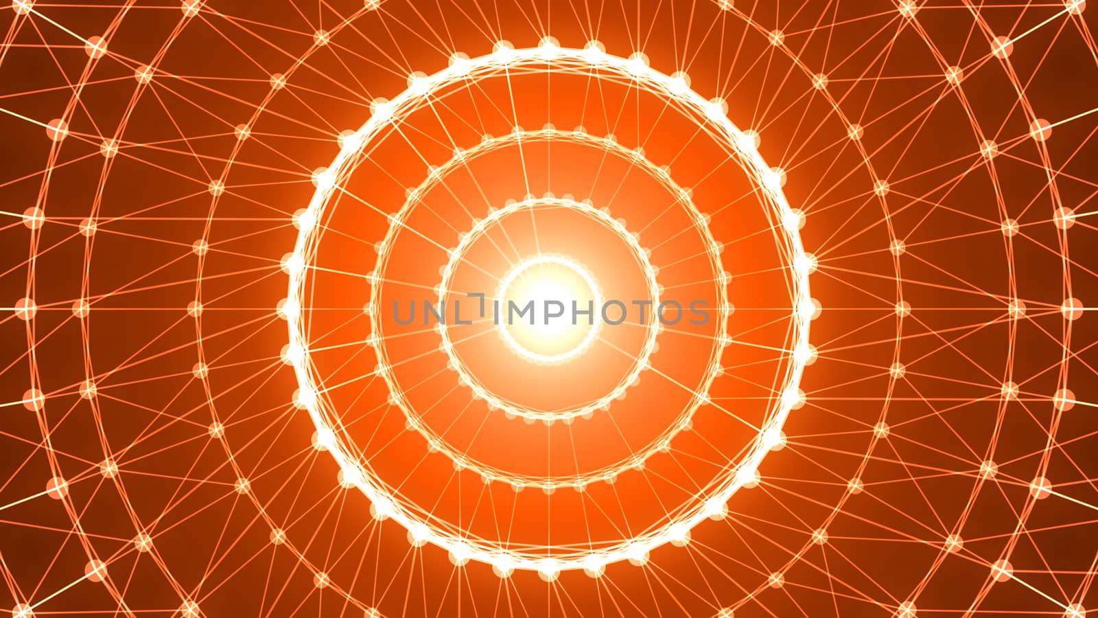 Abstract circle connection. Technology tunnel. 3d rendering