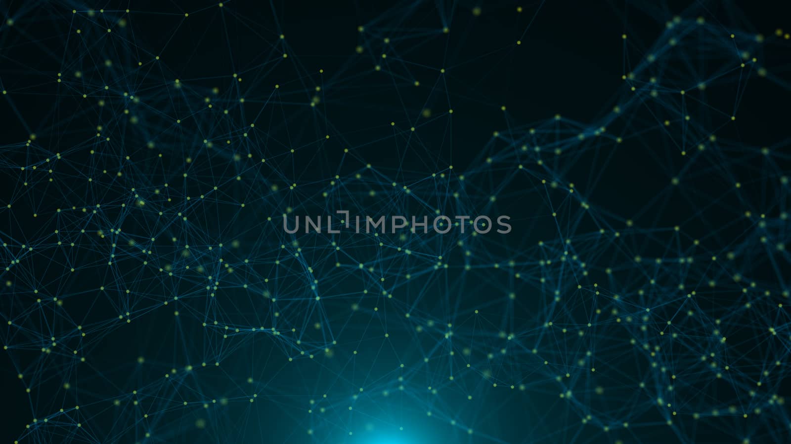 Abstract connected dots. Technology concept. 3d rendering