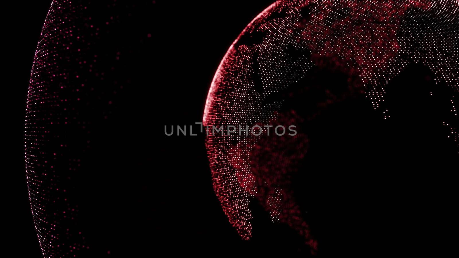 Abstract background with digital earth. Dots. 3D rendering