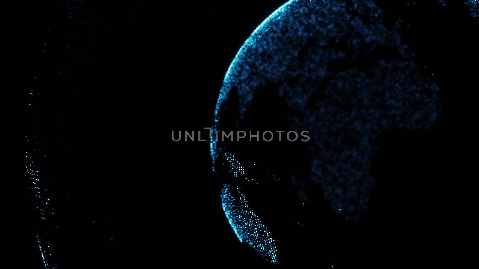 Abstract background with digital earth. Dots. 3D rendering