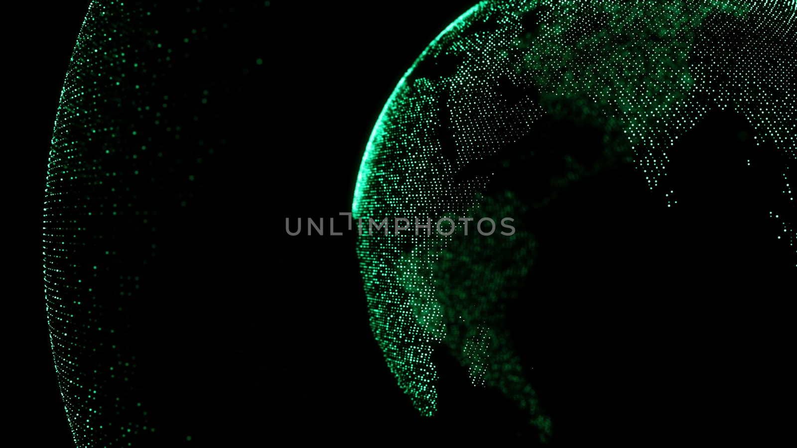 Abstract background with digital earth. Dots. 3D rendering