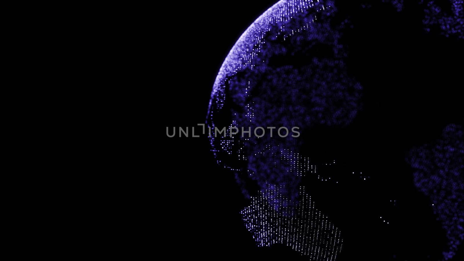 Abstract background with digital earth. Dots. 3D rendering