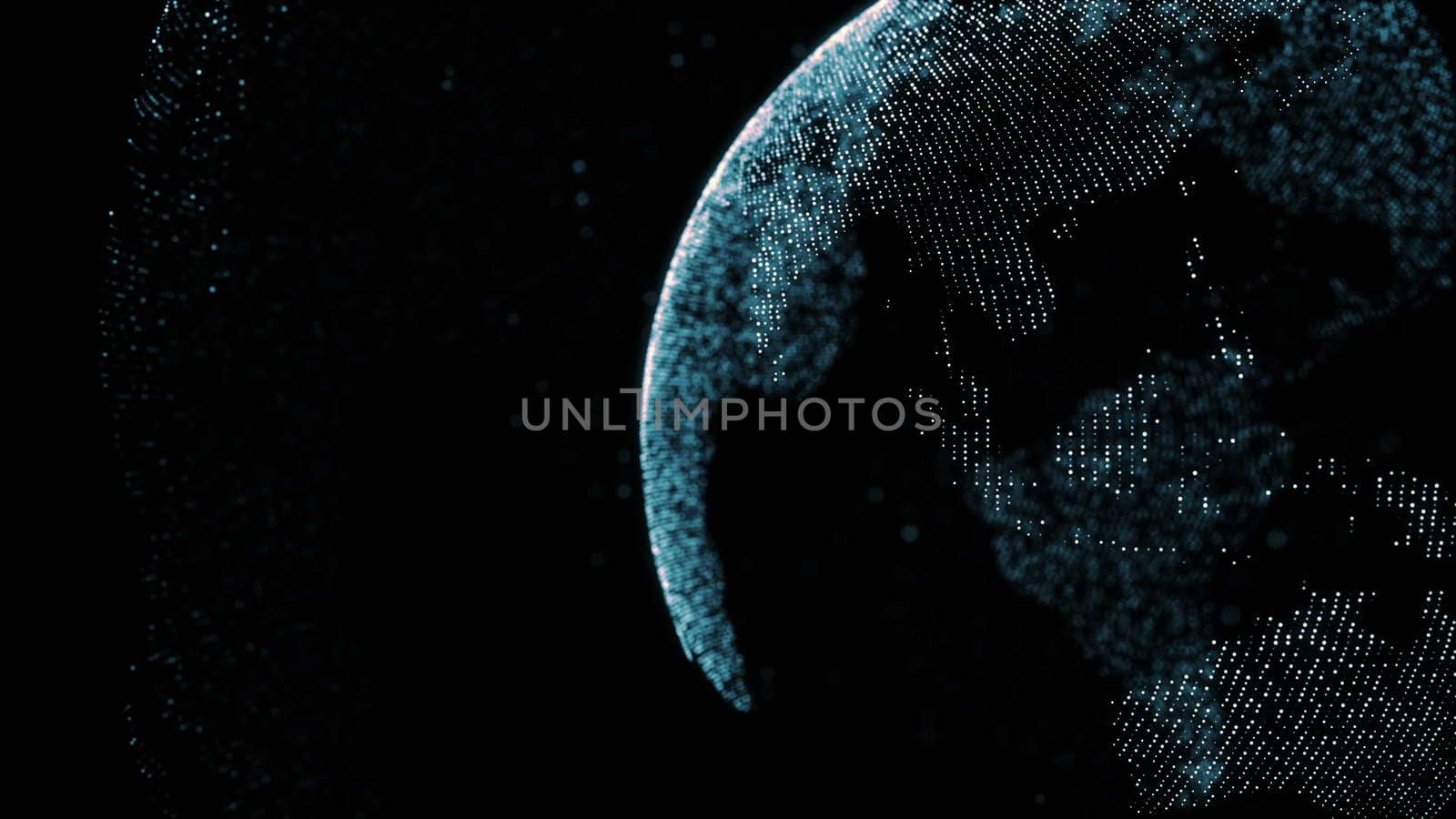 Abstract background with digital earth. Dots. 3D rendering