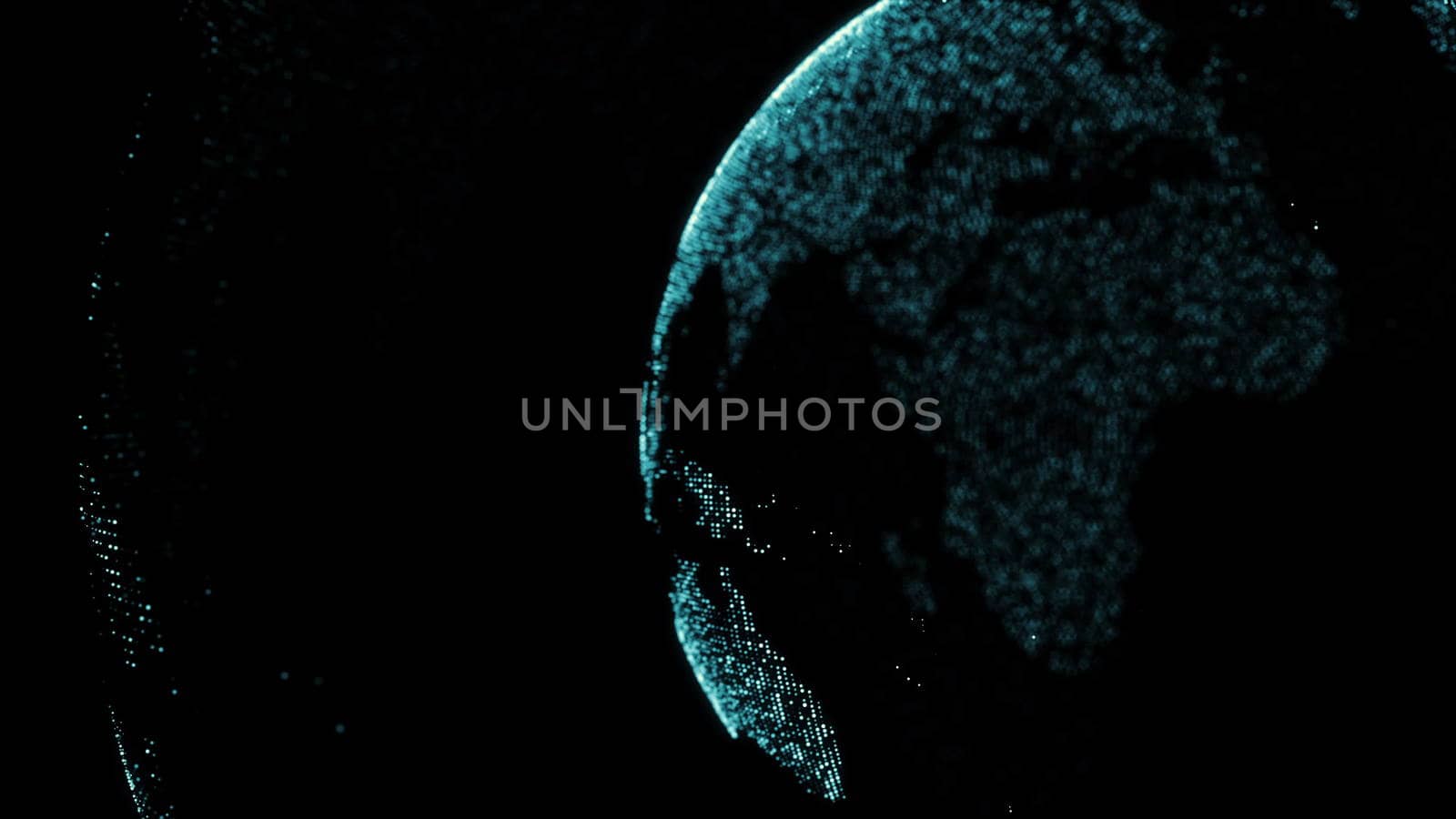 Abstract background with digital earth. Dots. 3D rendering