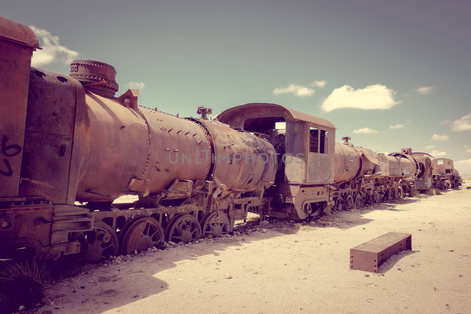 Train cemetery in Uyuni, Bolivia, south america