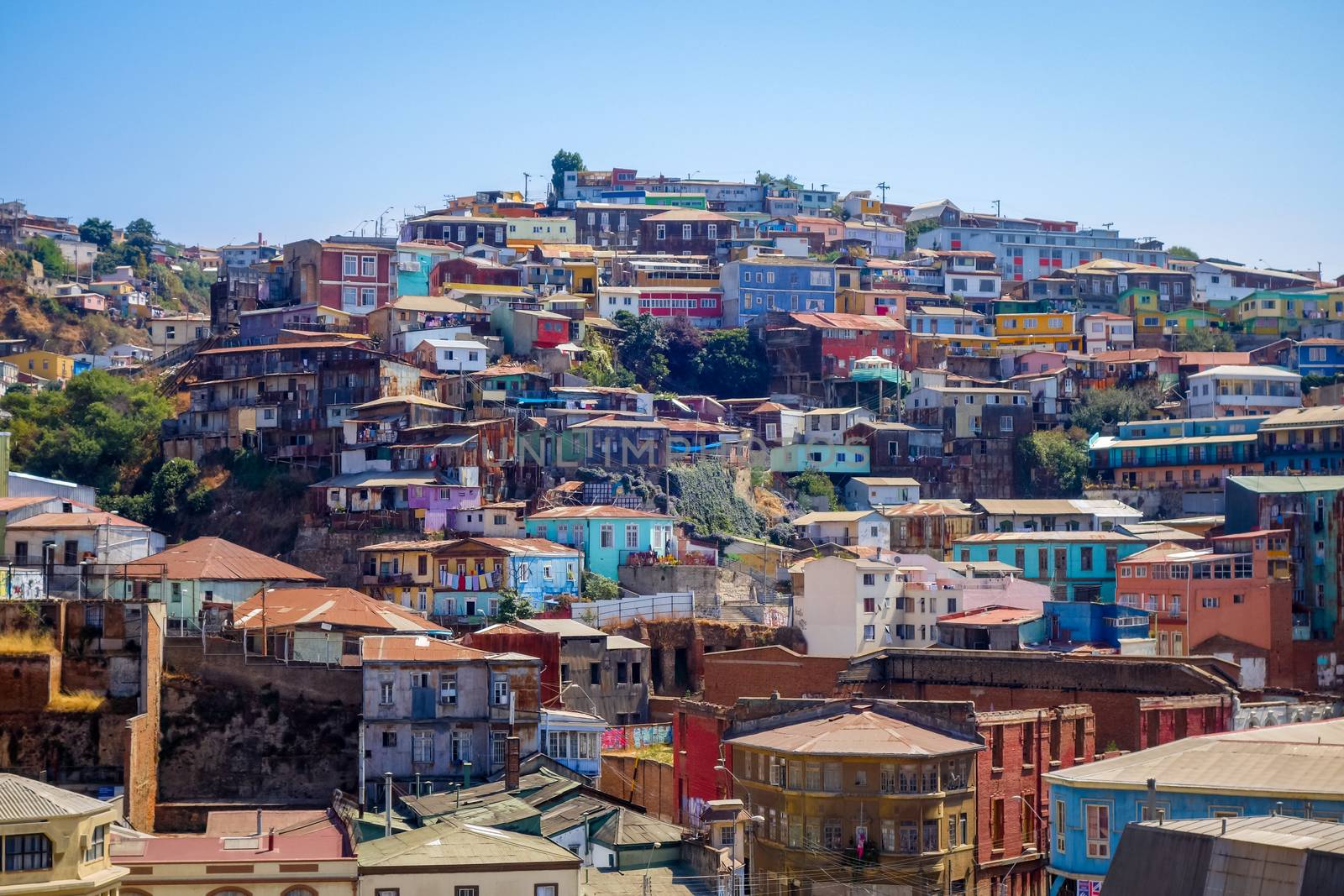 Colorful old houses in valparaiso city, Chile