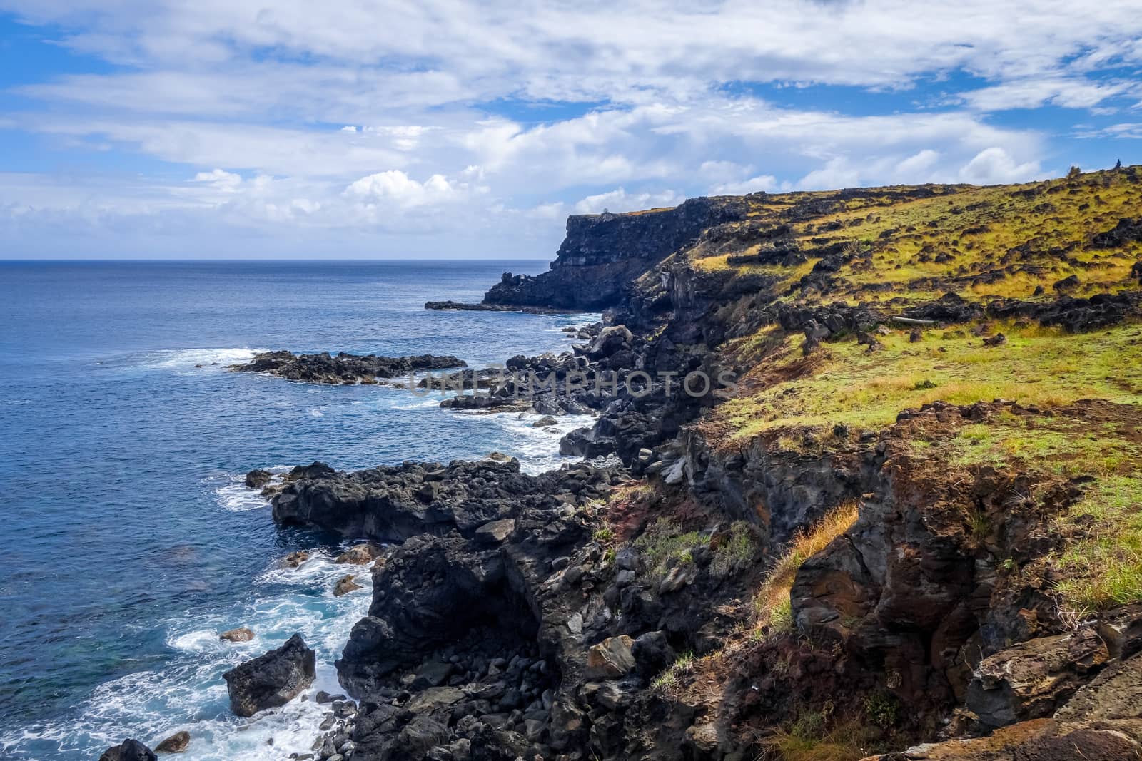 Easter island cliffs and pacific ocean landscape by daboost