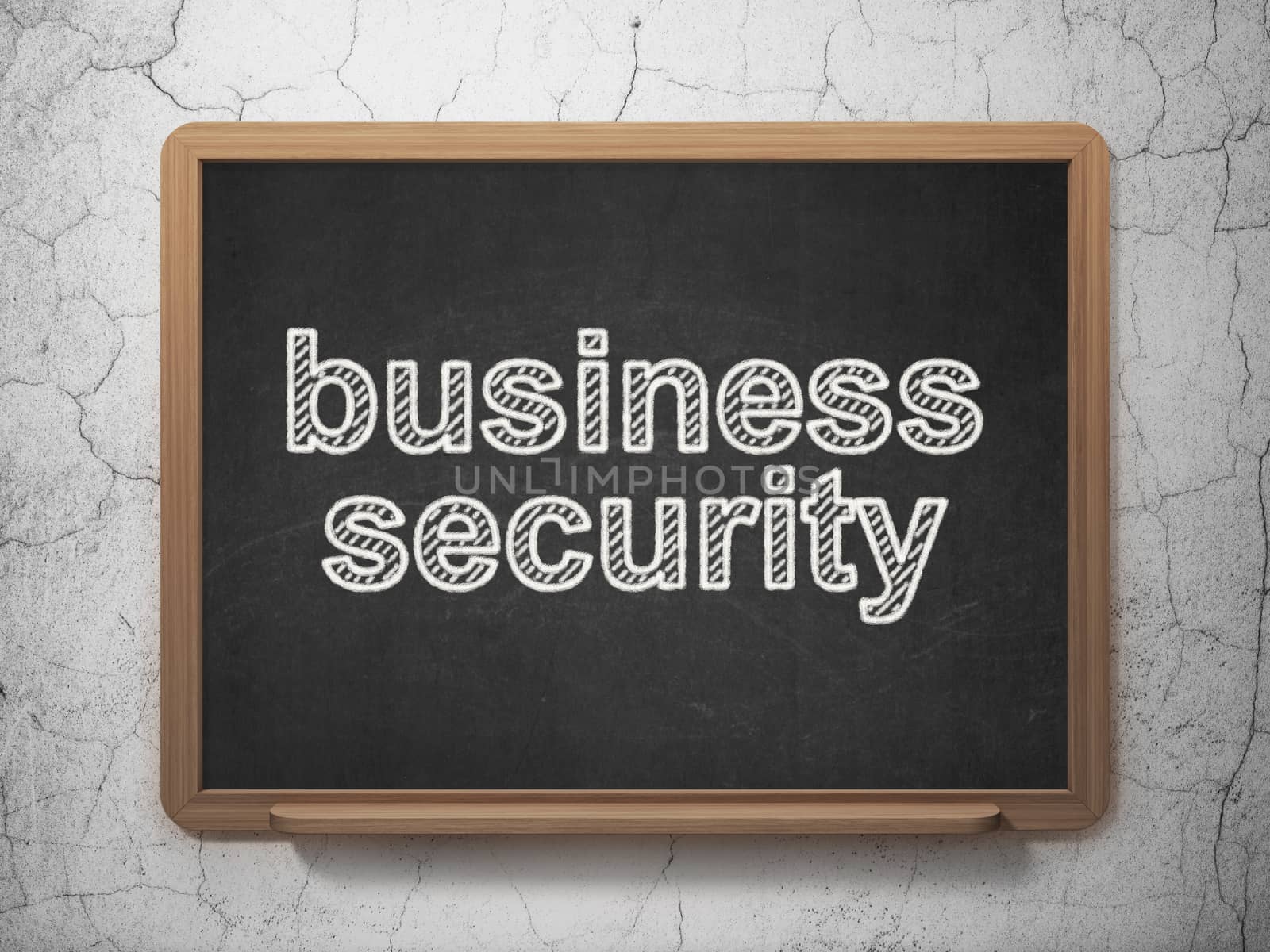 Security concept: text Business Security on Black chalkboard on grunge wall background, 3D rendering