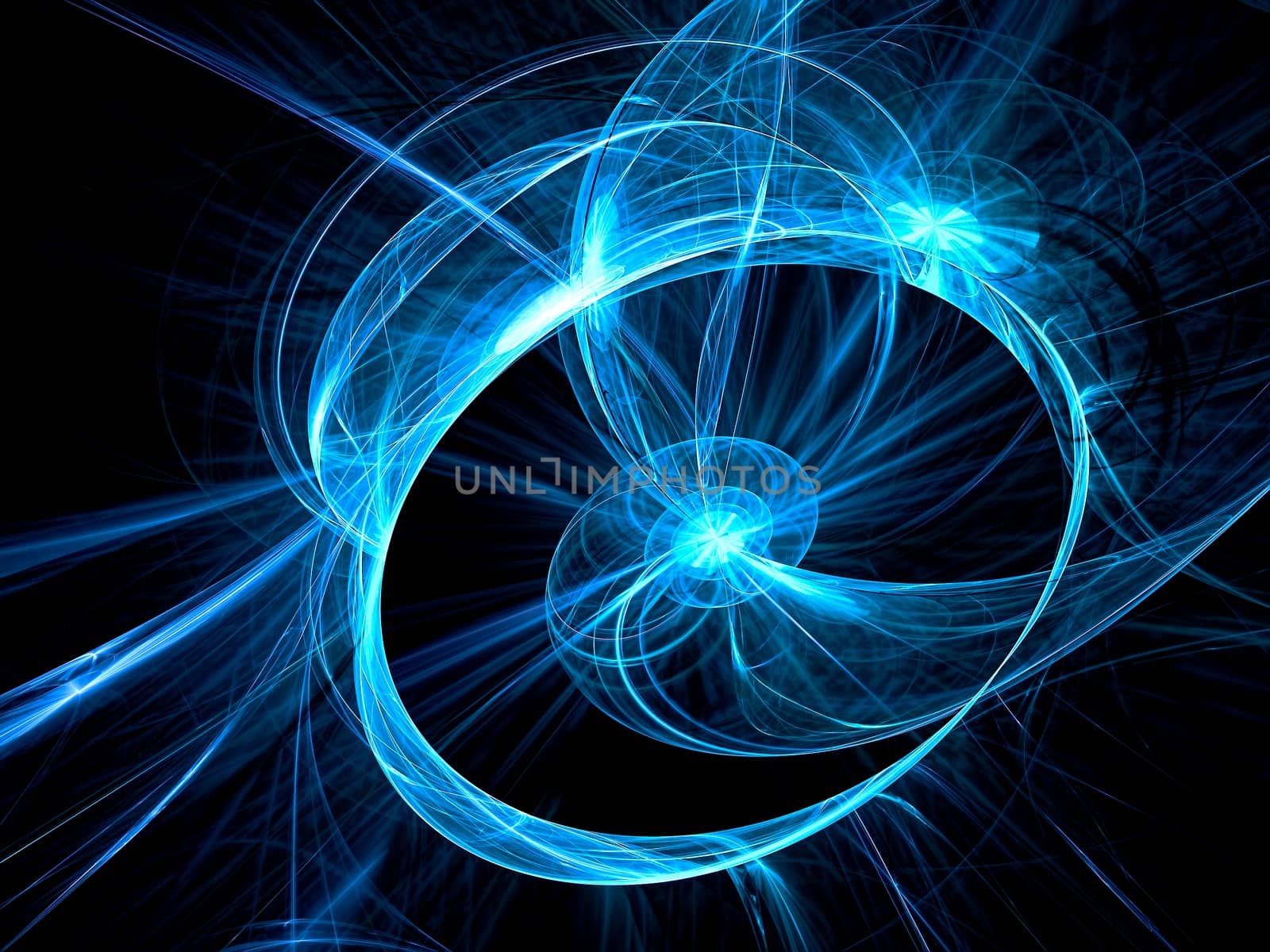 Technology or sci-fi background - abstract computer-generated image. Fractal art: luminous design round shape like glowing wheel. For covers, web design, posters.
