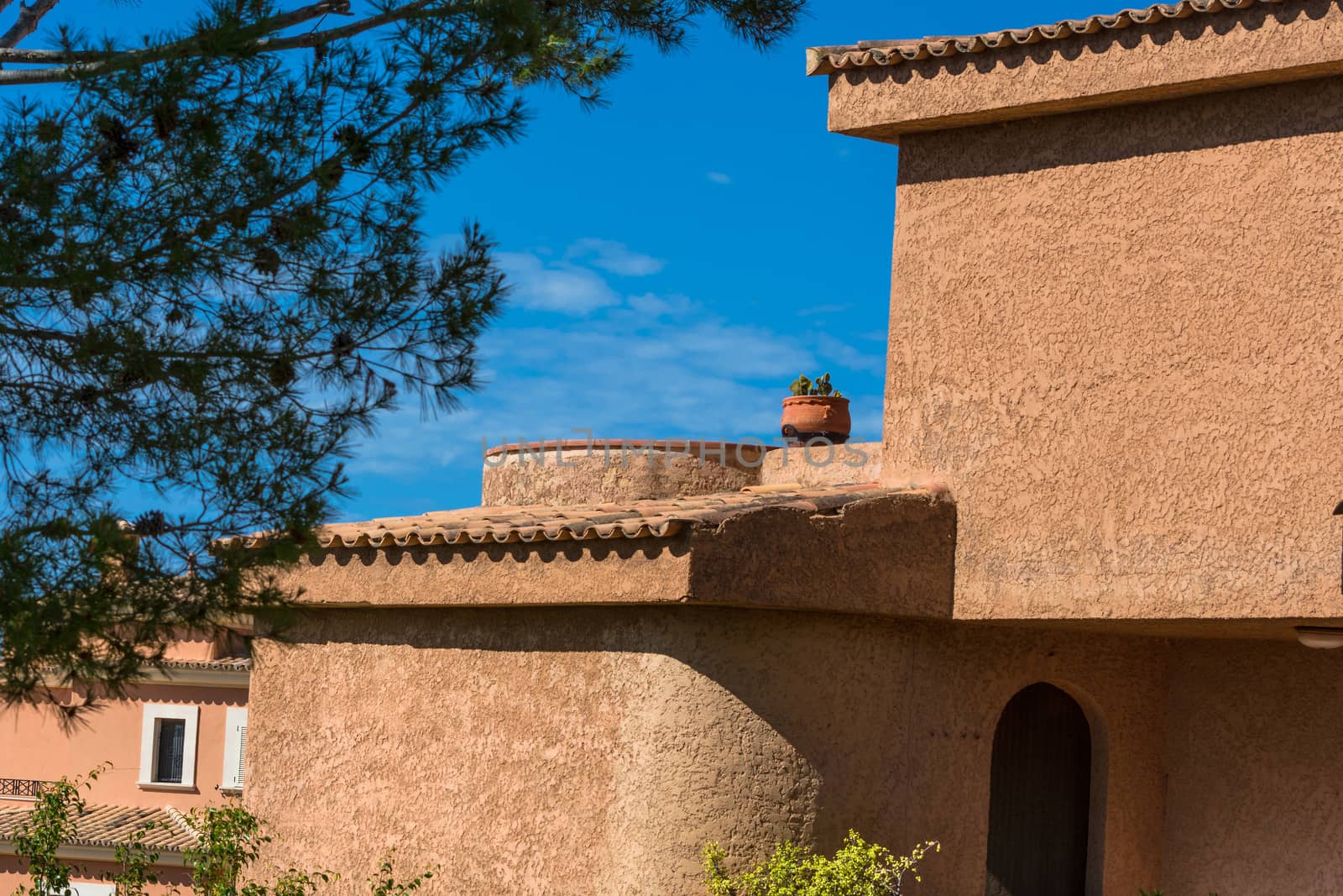 Mediterranean motif, Architectural detail at a house on Mediterranean sea in Spain.