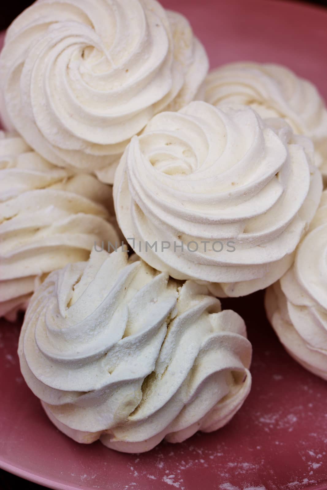 Close up of Homemade zephyr. Sweet marshmallow or zephyr