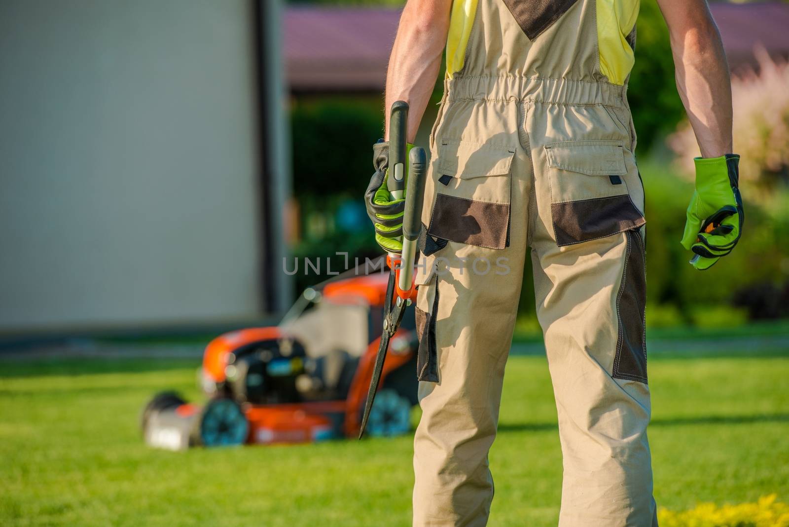 Garden Is My Mission. Caucasian Landscaper Gardener Ready For Hard Garden Work.